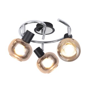 Plafonnier Moderne 3 Flammes E14 En Verre Fumé - Éclairage Ajustable Pour Intérieur