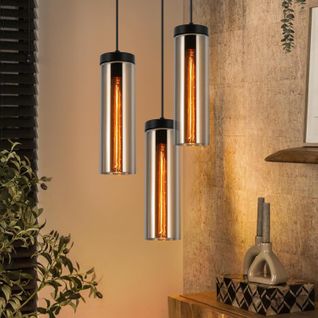 Suspension Salle à Manger Noir - 3 Flammes E27 Verre Suspension Pour Salon