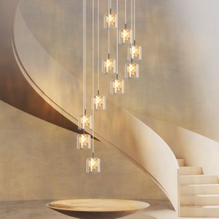 Lustre Salon 10 Lumières Moderne Métal G9 Cristal Cuisine Cage D'escalier