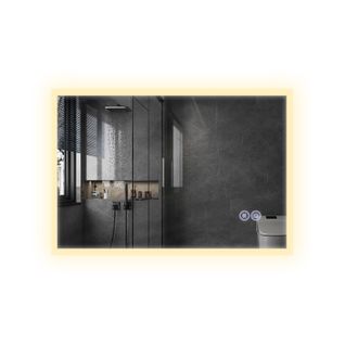 Miroir De Salle De Bain Éclairé Rectangulaire à Intensité Variable Avec Interrupteur Tactile