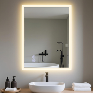 Miroir De Salle De Bain Rectangulaire Éclairé Avec Intensité Variable Et Interrupteur Tactile