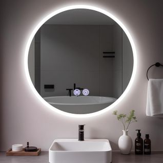 Miroir De Salle De Bain Éclairé Tactile Ronde Avec Intensité Variable