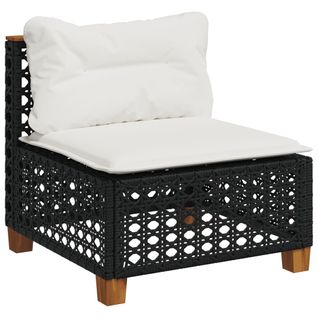 Canapé De Jardin Sans Accoudoirs Coussins Noir Résine Tressée