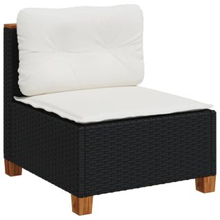 Canapé De Jardin Sans Accoudoirs Coussins Noir Résine Tressée