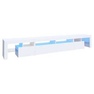 Meuble TV LED 260x36.5x40cm Blanc Julat Bois Contreplaqué