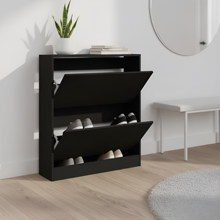 Armoire à Chaussures Noir 80x21x87,5 Cm Bois D'ingénierie