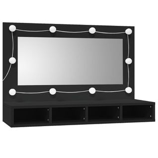 Armoire à Miroir Avec LED Noir 90x31,5x62 Cm