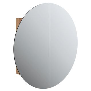 Armoire De Salle De Bain Miroir Rond Et LED Chêne 54x54x17,5 Cm