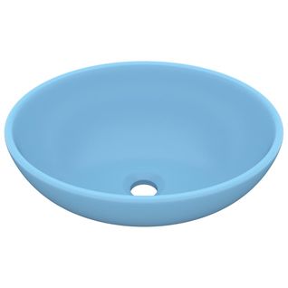 Lavabo Ovale De Luxe Bleu Clair Mat 40x33 Cm Céramique