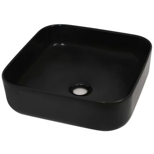 Lavabo Carré Céramique Noir 38 X 38 X 13,5 Cm