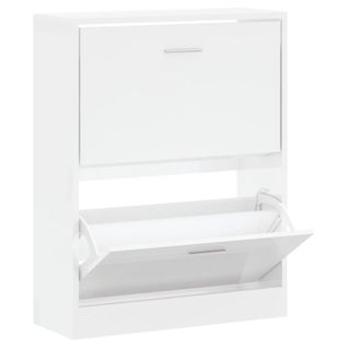 Armoire à Chaussure Blanc Brillant 63x24x81 Cm Bois Ingénierie