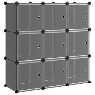 Cubes De Rangement 9 Pièces Avec Portes Noir Pp