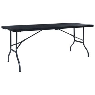 Table Pliable De Jardin Noir 180x75x72 Cm Pehd Imitation Rotin