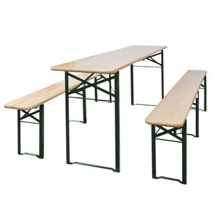 Table De Brasserie Pliable Avec 2 Bancs 220 Cm Bois De Sapin 220/75/46 Cm