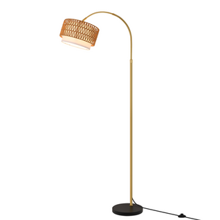 Lampadaire Boho En Rotin – Dimmable Avec Télécommande, LED E27, Vintage, Hauteur 165–180 cm
