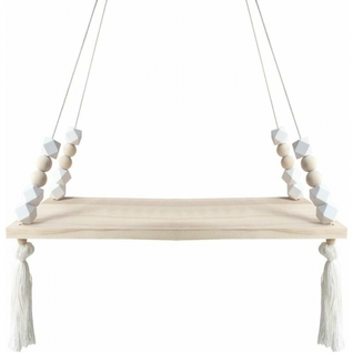 Étagère Suspendue Blanche 38 X 14 Cm, Étagère De Style Rustique En Corde De Bois