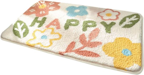 Tapis De Bain Antidérapant 40 X 60 Cm Cartoon Plantes Fleurs