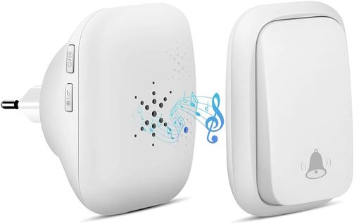 Blanc-sonnette Sans Fil, Sonnette Auto Alimentée Sans Batterie Requise Carillon De Porte Sans Fil