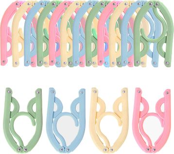 Lot De 16 Cintres Pliables En Plastique Pour Les Vacances, Le Camping, L'intérieur Et L'extérieur