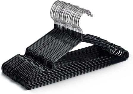 Cintres Noir  En Métal Revêtus De Caoutchouc Premium - Lot De 20, Gain De Place, Organisation