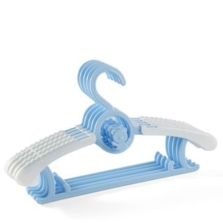 Bleu + Blanc Lot De 5 Cintres Empilables Pour Enfants - Avec Crochets D'ours - Antidérapants