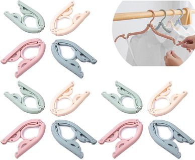 Lot De 12 Cintres De Voyage Portables Pliables En Plastique Pour Économiser De L'espace