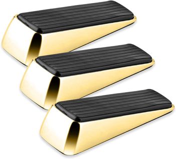 Lot De 3 Cales De Porte En Laiton Poli Robuste, Poignée En Caoutchouc Solide Antidérapante