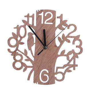 Horloge Murale à Quartz Silencieuse En Forme D'arbre, Horloge Bois Pour Decoration Maison