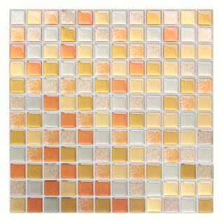 10pcs Papier Peint Carrelage Autocollant Jaune 24x24 Cm Style Mosaïque Sticker Mural Film Décoratif