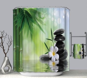 120 X 180 Cm-rideau Douche Vert Avec Crochet Rideau De Douche Anti Moisissure ，polyester Rideau