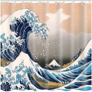 Petit Rideau De Douche Avec Crochet Vague 180 * 180cm , Haute Qualité Imperméable à L'eau