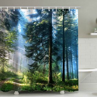 Rideau De Douche Imperméable à La Moisissure Forest Sunshine 180 X 200 Cm En Tissu Antibactérien