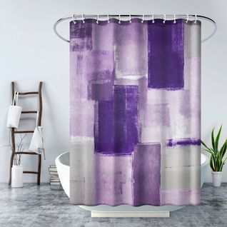 180*180cm Rideau De Douche Imperméable Avec Crochets Patchwork Violet , De Haute Qualité, Résist