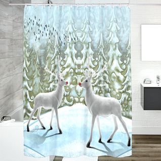180*180cm Rideau De Douche Imperméable Avec Crochets Cerf De Noël , Haute Qualité, Anti-moisissu