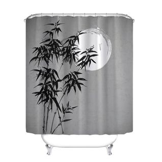 180*180cm Rideau De Douche En Bambou, Rideau De Douche Imperméable Avec Crochets, Haute Qualité