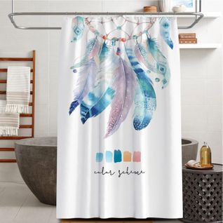 180x200 Cm，motif Plume Rideau De Douche Anti Moisissure ,rideau De Douche Tissu Lavable En Machi