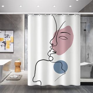 180x200 Cm，modèle De Visage Humain Abstrait Rideau De Douche Anti Moisissure ,rideau De Douche