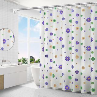 Rideau De Douche Séchage Rapide180 X 200cm Style De Petite Fleur, Rideau De Douche Tissu Polyeste