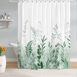 180 X 200 Cm Vert Rideau De Douche En Tissu Polyester, Forêt Vierge, Prairie, Plantes Vertes