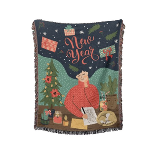 Couverture Tricotée Noël Avec Des Franges Bohême - 160x130 Cm