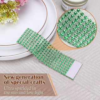 Vert,50pcs  Ronds De Serviette De Table Anneaux De Serviette En Strass Brillants Rond