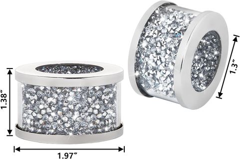 Argent, 4pcs  Ronds De Serviette En Métal Avec Strass Anneaux De Serviette En Strass Brillants