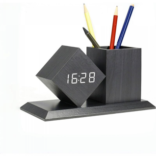 Noir Réveil Numérique En Bois, Mode Jour De La Semaine 12/24h, Affichage De La Date