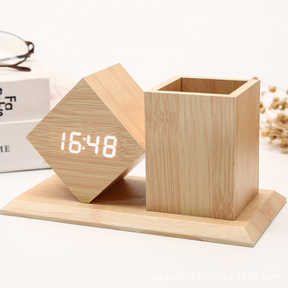 Couleur Du Bois Réveil Numérique En Bois, Mode Jour De La Semaine 12/24h, Affichage De La Date