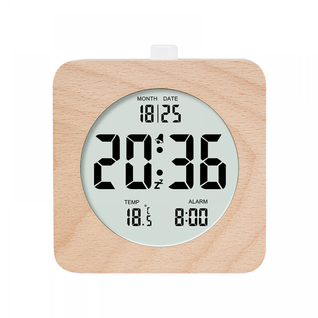 Carré Réveil Numérique En Bois, Réveil Matinal, Horloge Numérique LCD Avec Affichage De La Date