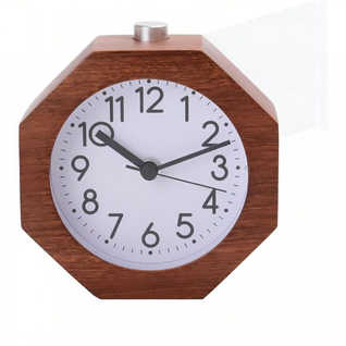 Brun Wood Réveil Analogique, 9cm Non Tic-tac Silencieux Avec Chiffres Arabes Fonction De Réactiv