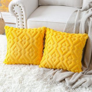 Lot De 2 Housses De Coussin Décoratives En Velours Court En Laine Peluche Douce Style Luxueux