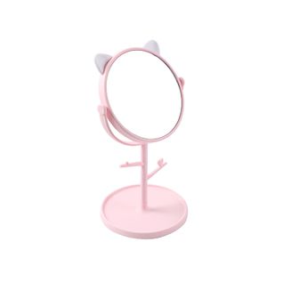 Miroir De Maquillage En Forme De Chat - Rose, Miroir De Table Multifonctionnel Pour Le Bureau