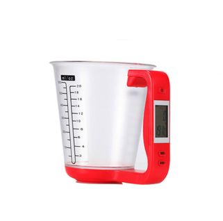 Balance De Cuisine Électronique 1 Kg Avec Écran LCD Et Tasse à Mesurer Numérique Rouge