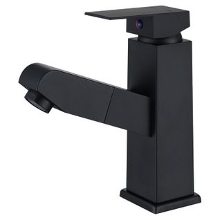 Mitigeur De Lavabo Noir Avec Douchette Extractible Robinet Salle Bain à Levier Mélangeur Monoco